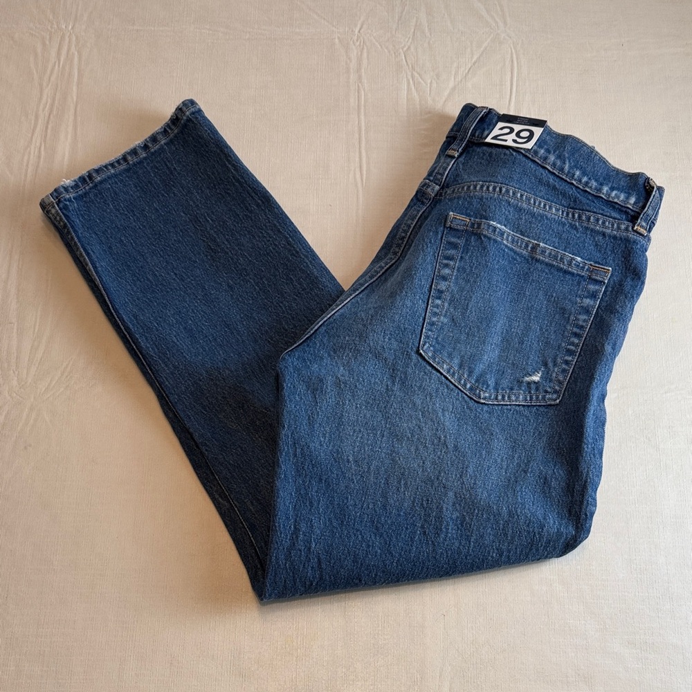 Gap Women's Blue Cheeky Straight High Rise Distressed Jeans Size 29 NWT
